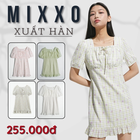 MIXXO - ĐẦM BABYDOLL NGẮN TAY HOẠ TIẾT HOA