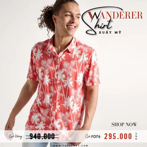 WEARFIRST - WANDERER ÁO SƠ MI NAM TAY NGẮN REGULAR FIT HỌA TIẾT DỪA ĐỎ CAM