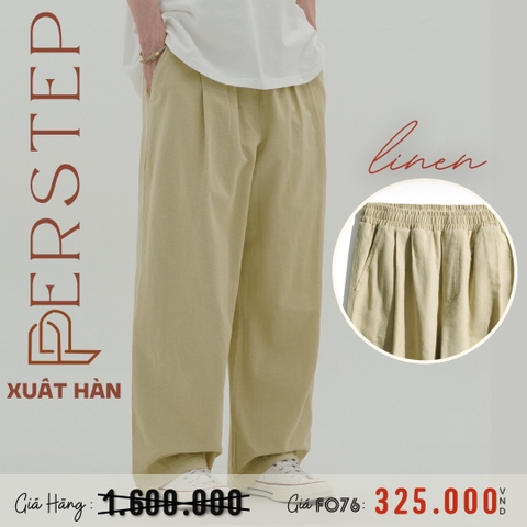 PERSTEP - QUẦN LINEN NAM ỐNG RỘNG XUẤT HÀN MÀU BEIGE