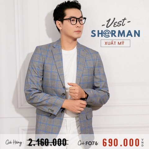 SHERMAN - ÁO VEST NAM CARO XUẤT MỸ