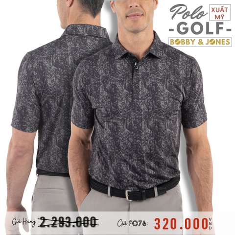 BOBBY & JONES - ÁO THUN NAM POLO GOLF XUẤT MỸ HỌA TIẾT CỔ ĐIỂN MÀU XÁM