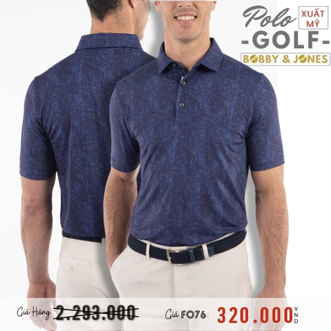 BOBBY & JONES - ÁO THUN NAM POLO GOLF XUẤT MỸ HỌA TIẾT CỔ ĐIỂN MÀU XANH ĐẬM