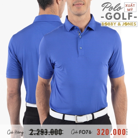 BOBBY & JONES - ÁO THUN NAM POLO GOLF XUẤT MỸ SỌC NGANG MÀU XANH DƯƠNG