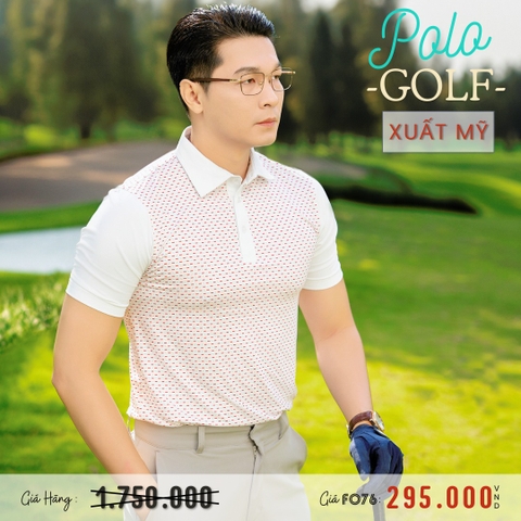 ROLO GOLF - ÁO THUN POLO GOLF NAM XUẤT MỸ HOẠ TIẾT CHẤM BI MÀU KEM