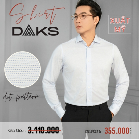 DAKS - ÁO SƠ MI NAM TAY DÀI HOẠ TIẾT CHẤM BI XANH XUẤT MỸ