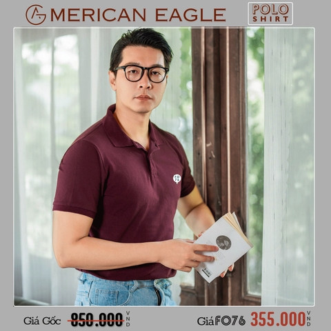 AMERICAN EAGLE - ÁO THUN POLO NAM TAY NGẮN MÀU ĐỎ ĐÔ