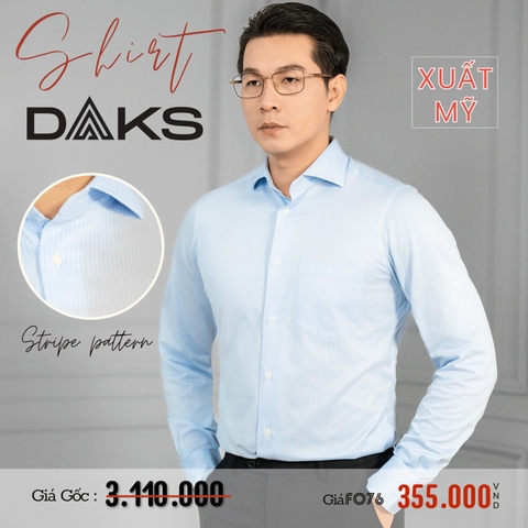 DAKS - ÁO SƠ MI NAM TAY DÀI MÀU XANH DƯƠNG NHẠT KẺ SỌC XUẤT MỸ