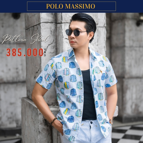 POLO MASSIMO - ÁO SƠ MI NAM TAY NGẮN HOẠ TIẾT THỜI TRANG RN 41381