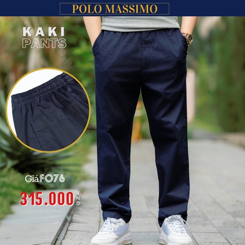 POLO MASSIMO - QUẦN DÀI NAM KAKI LƯNG THUN MÀU XANH DƯƠNG ĐEN