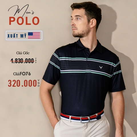 ÁO POLO GOLF NAM TAY NGẮN XUẤT MỸ MÀU ĐEN PHỐI SỌC NGANG PL4406D