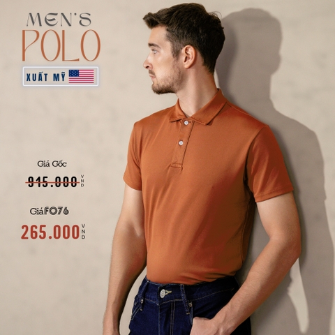 ÁO POLO NAM TAY NGẮN XUẤT MỸ MÀU CAM ĐẤT PL4409T