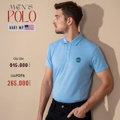 ÁO POLO NAM TAY NGẮN XUẤT MỸ MÀU XANH NHẠT PL4409T13