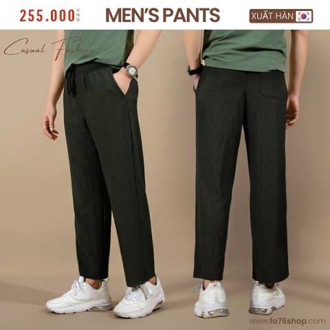QUẦN BAGGY LƯNG THUN NAM VẢI THUN XỐP XUẤT HÀN MÀU RÊU  QBG4404T1