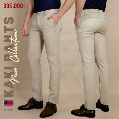 QUẦN KAKI NAM XUẤT MỸ MÀU KEM QKK4616T3