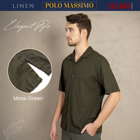 ÁO SƠ MI NAM LINEN TAY NGẮN CỔ DANTON MÀU RÊU TRẦM SM4429D-R