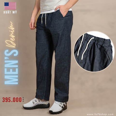 QUẦN JEANS NAM ỐNG RỘNG LƯNG THUN XUẤT MỸ MÀU XÁM ĐEN QD4521H