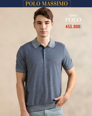 ÁO POLO DỆT KIM NAM TAY NGẮN BO LAI CAO CẤP MÀU XÁM PL4620U1