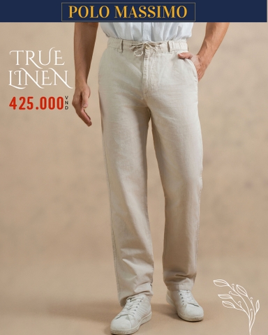 QUẦN DÀI NAM VẢI LINEN PHOM SLIMFIT LƯNG CO GIÃN MÀU KEM QD4907T7