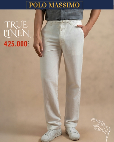 QUẦN DÀI NAM VẢI LINEN PHOM SLIMFIT LƯNG CO GIÃN MÀU TRẮNG QD4907T2
