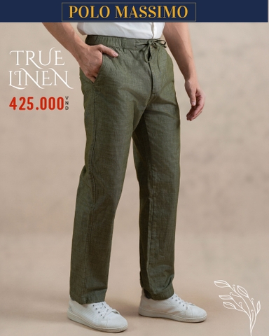 QUẦN DÀI NAM VẢI LINEN PHOM SLIMFIT LƯNG CO GIÃN MÀU RÊU QD4907T6