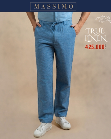 QUẦN DÀI NAM VẢI LINEN PHOM SLIMFIT LƯNG CO GIÃN MÀU XANH DƯƠNG QD4907T1