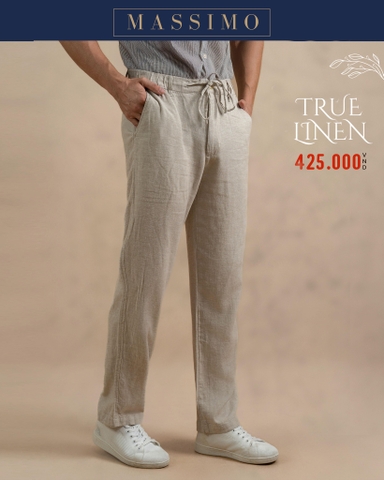 QUẦN DÀI NAM VẢI LINEN PHOM SLIMFIT LƯNG CO GIÃN MÀU BEIGE ĐẬM QD4907T4