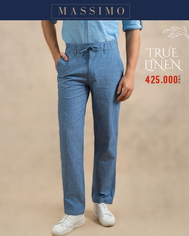 QUẦN DÀI NAM VẢI LINEN PHOM SLIMFIT LƯNG CO GIÃN MÀU XANH DƯƠNG ĐẬM QD4907T