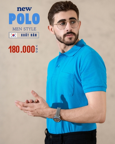 ÁO POLO NAM TAY NGẮN XUẤT HÀN MÀU XANH DƯƠNG 3C19V-X