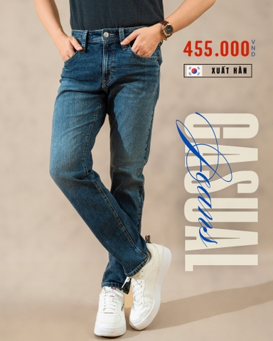 QUẦN JEAN NAM PHOM SLIM FIT XUẤT HÀN MÀU XANH NHẠT QJ4B09D1