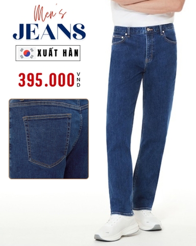 QUẦN JEAN NAM ỐNG SUÔNG XUẤT HÀN MÀU XANH ĐẬM QJ60124H2