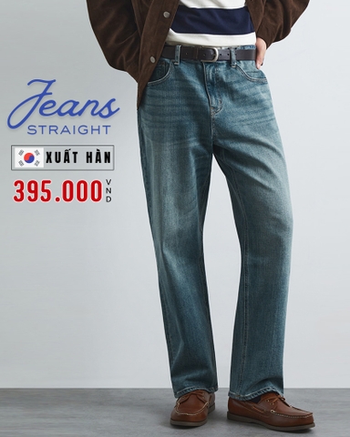 QUẦN JEAN NAM ỐNG SUÔNG XUẤT HÀN MÀU XANH ÁNH RÊU QJ60204M7