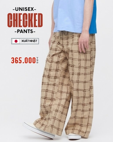 QUẦN DÀI NAM ỐNG RỘNG LƯNG CO GIÃN XUẤT NHẬT HỌA TIẾT CA RÔ MÀU BE VÀNG QD60305T3