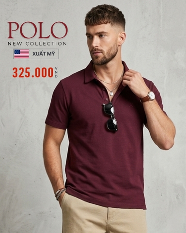 ÁO POLO NAM TAY NGẮN XUẤT MỸ MÀU ĐỎ ĐÔ PL60312T1