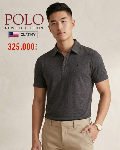 ÁO POLO NAM TAY NGẮN XUẤT MỸ MÀU XÁM ĐẬM PL60312T6