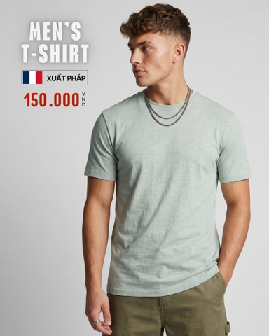 ÁO THUN NAM CỔ TRÒN TAY NGẮN XUẤT PHÁP MÀU XANH MINT AT60307L7