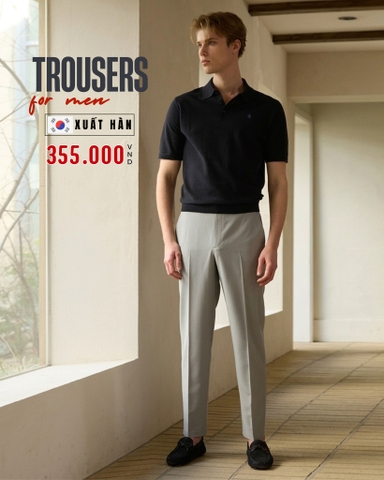 QUẦN TÂY NAM ỐNG ĐỨNG LƯNG CO GIÃN XUẤT HÀN MÀU KEM QT60324L2