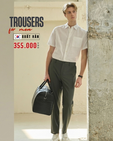 QUẦN TÂY NAM ỐNG ĐỨNG LƯNG CO GIÃN XUẤT HÀN MÀU XÁM ĐẬM QT60324L3