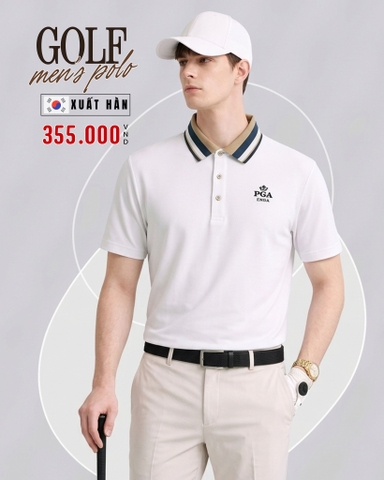 ÁO POLO GOLF NAM TAY NGẮN XUẤT HÀN MÀU TRẮNG PL60330H5