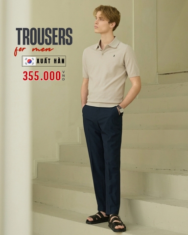 QUẦN TÂY NAM ỐNG ĐỨNG LƯNG CO GIÃN XUẤT HÀN MÀU XANH NAVY QT60324L1