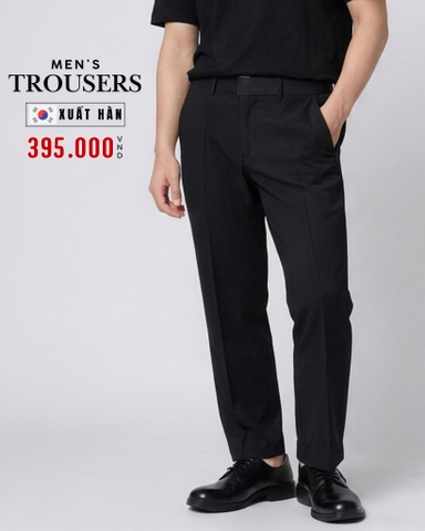 QUẦN TÂY NAM ỐNG ĐỨNG PHOM SLIM FIT LƯNG CO GIÃN XUẤT HÀN MÀU ĐEN QT60404U4