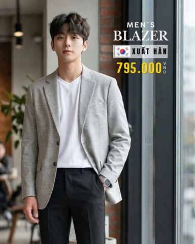 ÁO BLAZER NAM XUẤT HÀN MÀU KEM BZ60408H4