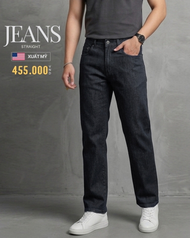 QUẦN JEAN NAM ỐNG SUÔNG VẢI CO GIÃN XUẤT MỸ MÀU XÁM ĐEN QJ60318T