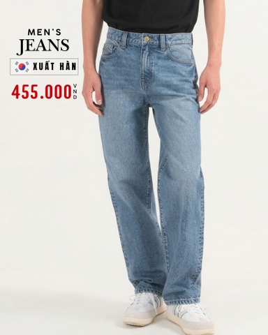 QUẦN JEAN NAM COTTON ỐNG SUÔNG XUẤT HÀN MÀU XANH NHẠT QJ60417N