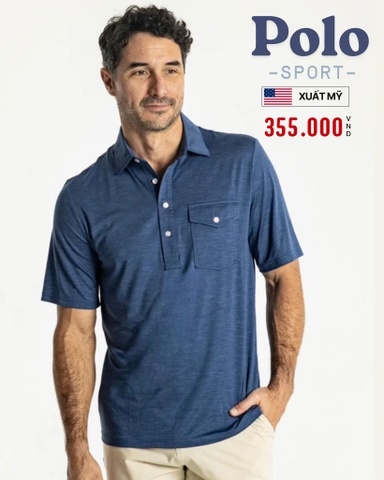 ÁO POLO THỂ THAO NAM TAY NGẮN CÓ TÚI XUẤT MỸ MÀU XANH NAVY PL60408N4