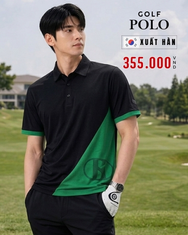 ÁO POLO GOLF NAM TAY NGẮN XUẤT HÀN MÀU XANH LÁ PL60505H3