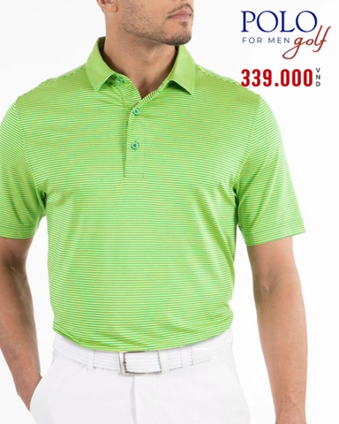 ÁO POLO GOLF NAM TAY NGẮN MÀU XANH LÁ NEON KẺ SỌC NGANG PL60516T4