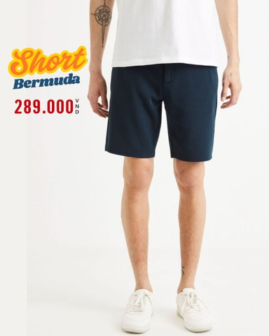 QUẦN SHORT THUN NAM PHỐI DÂY RÚT MÀU XANH NAVY QS60604M3