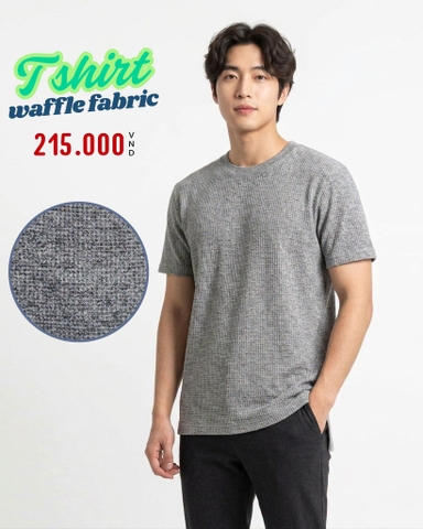 ÁO THUN NAM CỔ TRÒN TAY NGẮN XUẤT NHẬT VẢI DRY WAFFLE MÀU XÁM AT60503N6