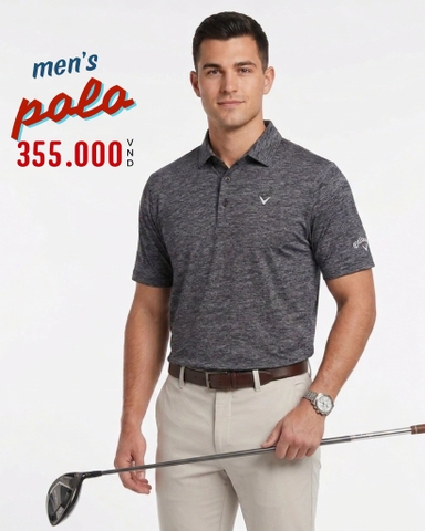 ÁO POLO GOLF NAM TAY NGẮN MÀU XÁM ĐẬM PL60529D1