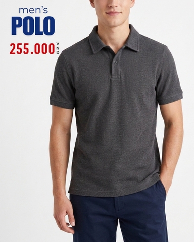 ÁO POLO NAM TAY NGẮN MÀU XÁM PL60523T1